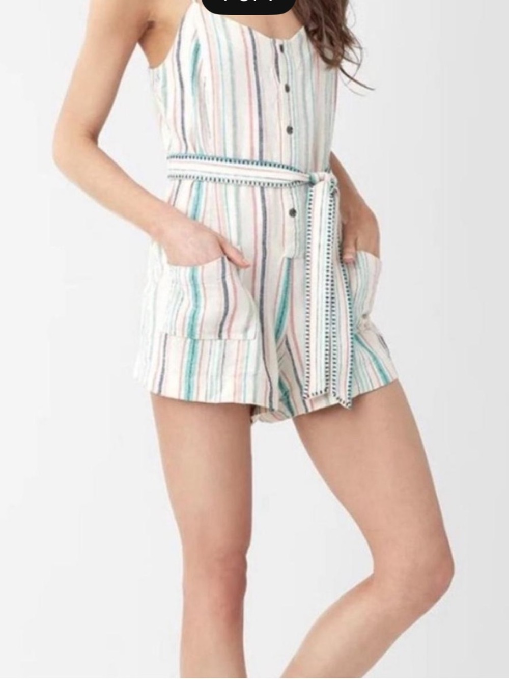 Striped Multicolor Tie-Waist Women's Romper
